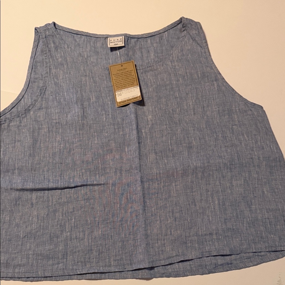 Sleeveless Chambray Tank Top - Light Blue